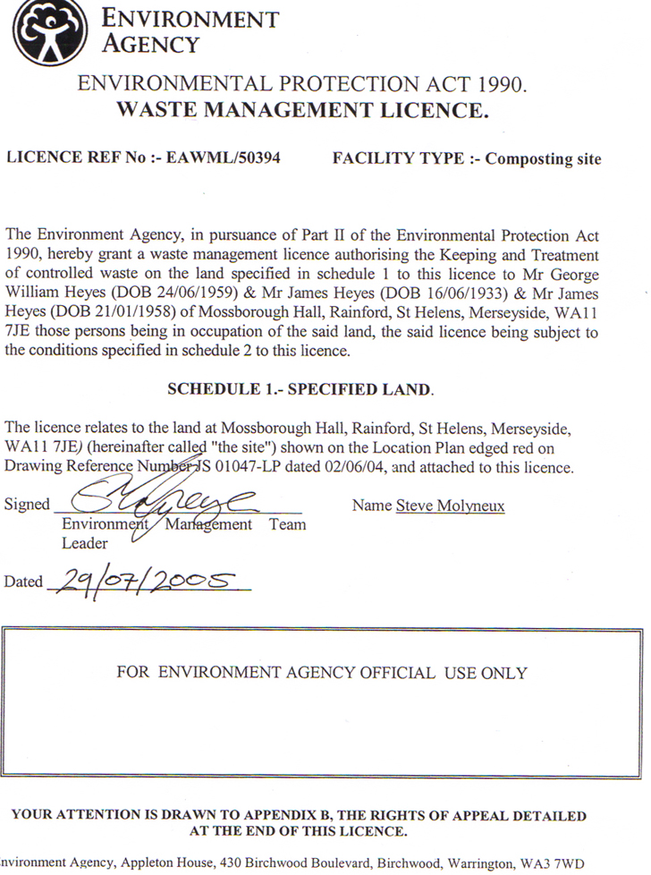 Licensing Green Waste Recyling and Management Lancashire